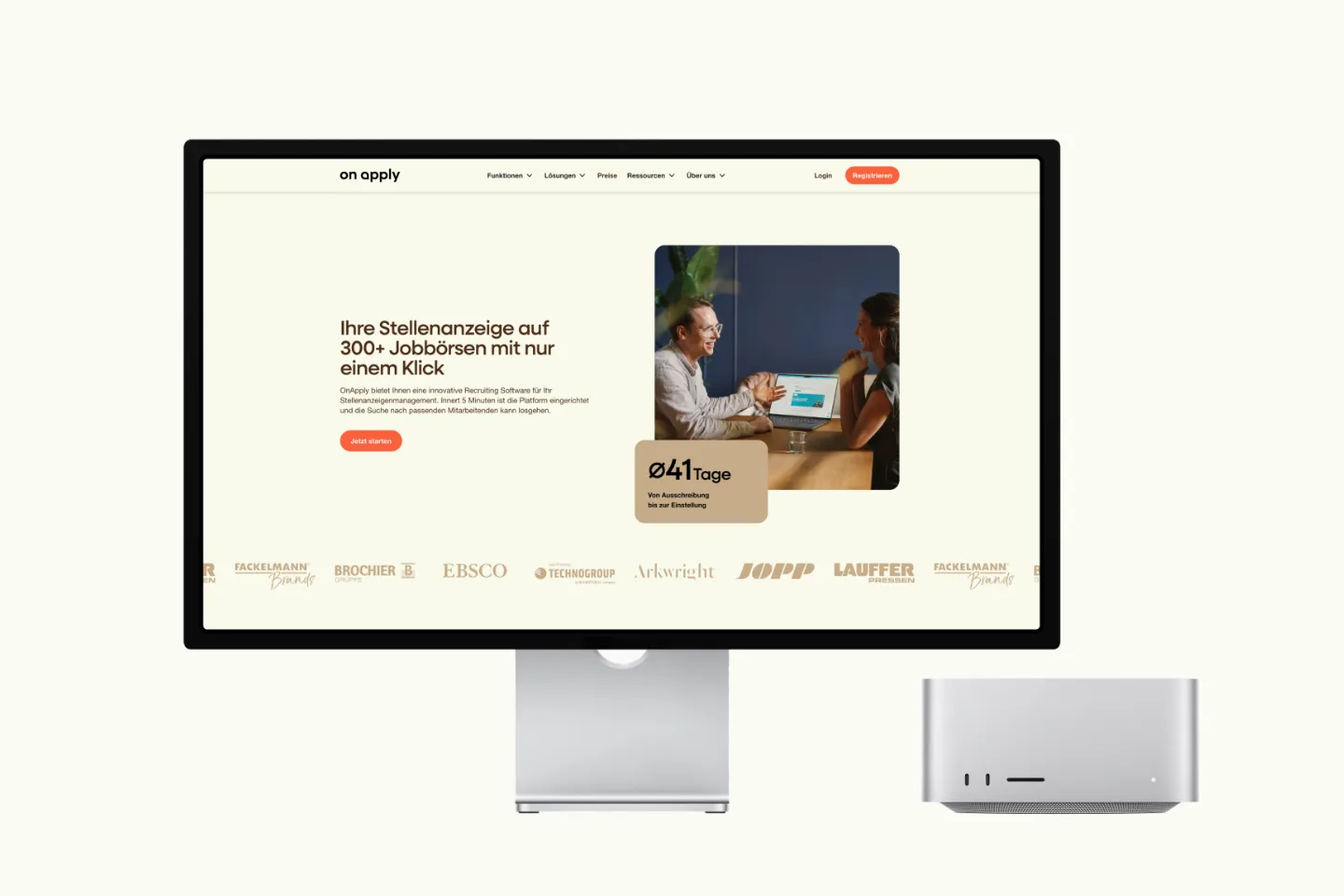 OnApply Webflow website on an Apple Studio Display