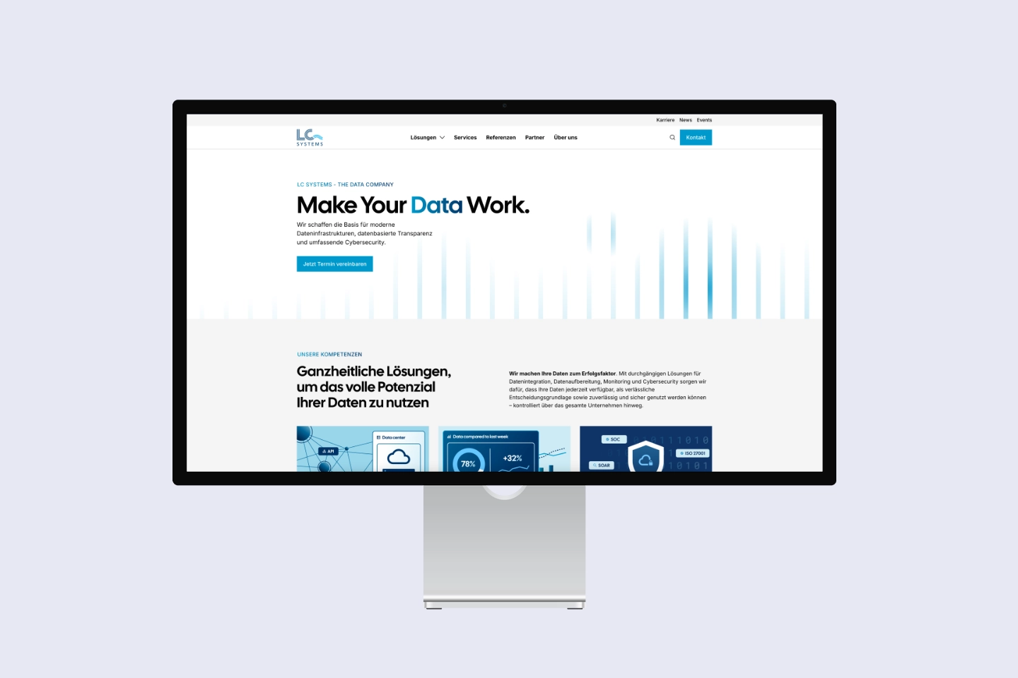 LC Systems Webflow website on an Apple Studio Display